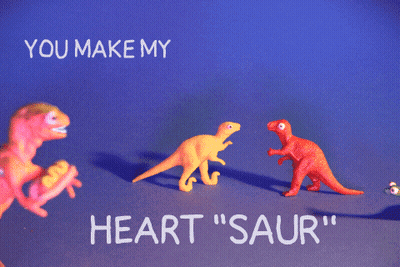 Valentine's Day Card Toy Dinosaurs You Make My Heart GIF