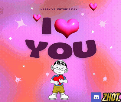 Valentine's Day Card With Cartoon Holding Heart GIF