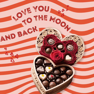 Valentine's Day Card With Heart Chocolates GIF