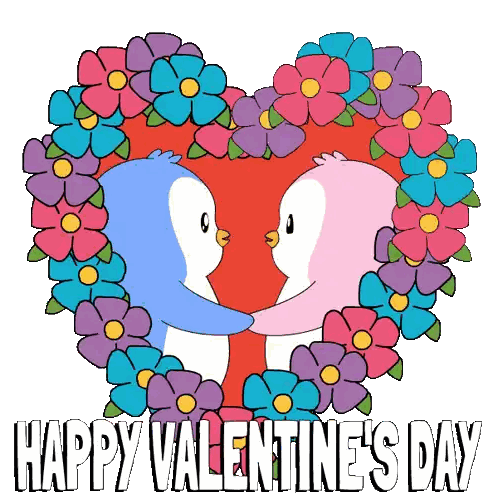 Valentine's Day Card With Kissing Penguins Sticker
