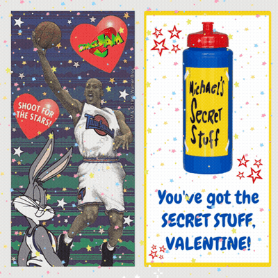 Valentine's Day Card With Michael Jordan And Bugs Bunny GIF