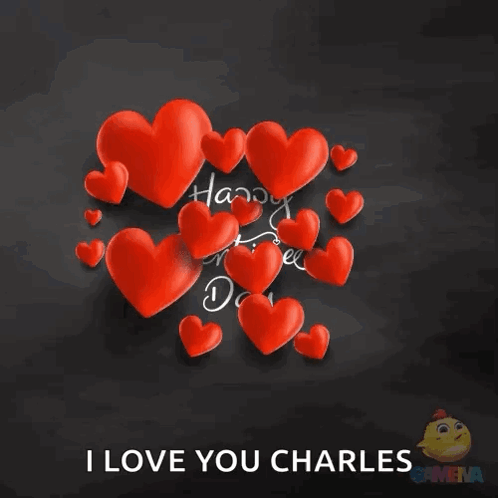 Valentine's Day Card With Red Hearts GIF