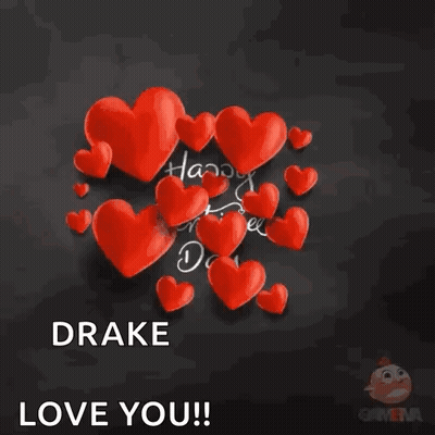Valentine's Day Card With Red Hearts Saying Happy Valentine's Day Drake Love You GIF