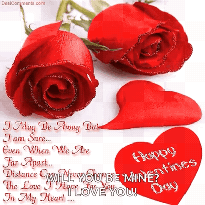 Valentine's Day Card With Two Red Roses And Heart GIF