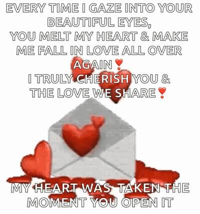 Valentine's Day Card With White Envelope And Hearts GIF