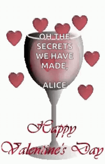 Valentine's Day Card With Wine Glass And Hearts GIF