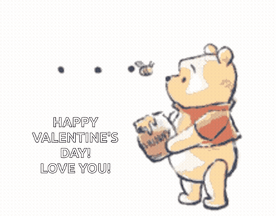 Valentine's Day Card With Winnie The Pooh And Honey GIF
