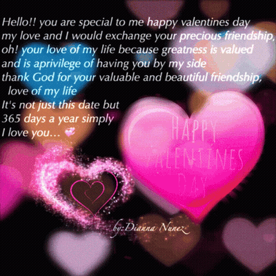 Valentine's Day Greeting From Dianna Nunez With Pink Hearts GIF