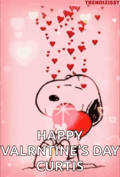 Valentine Snoopy Holding Heart GIF