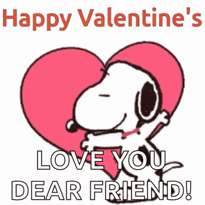 Valentine Snoopy Hugging A Heart GIF