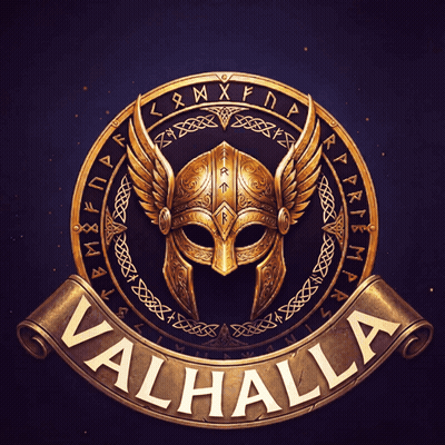 Valhalla Logo With Viking Helmet GIF