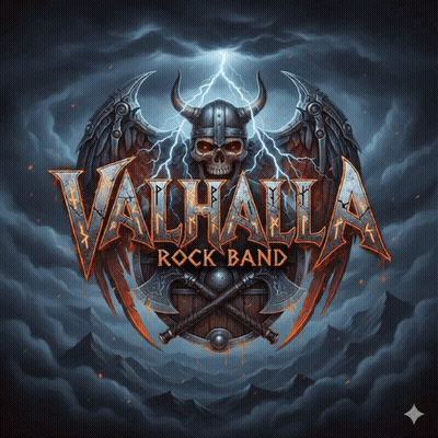 Valhalla Rock Band Logo With Skull And Axe GIF