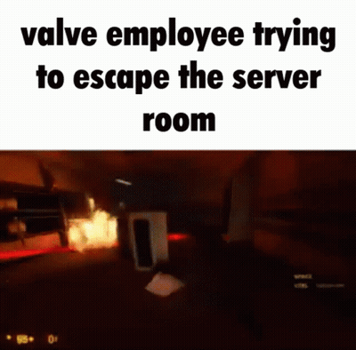 Valve Employee Escaping Server Room With Video Game GIF