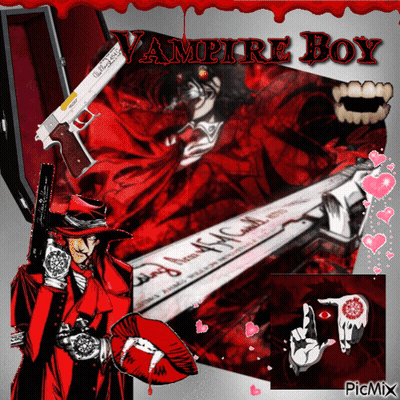 Vampire Boy With Gun And Sword GIF