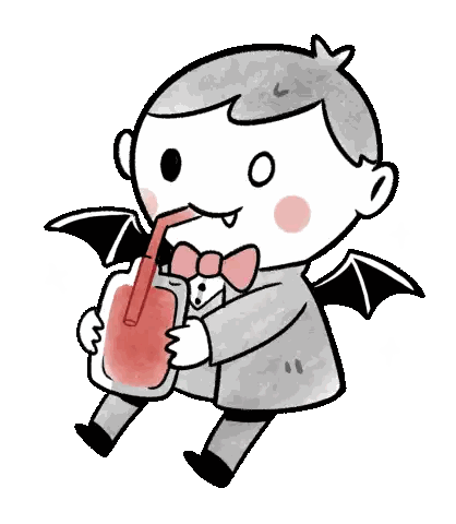 Vampire Drinking Through Straw Sticker