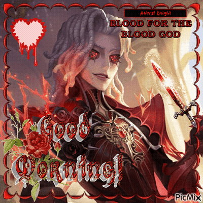 Vampire Holding Sword Good Morning Card GIF