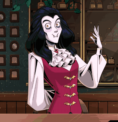 Vampire In Red Vest With Bats GIF