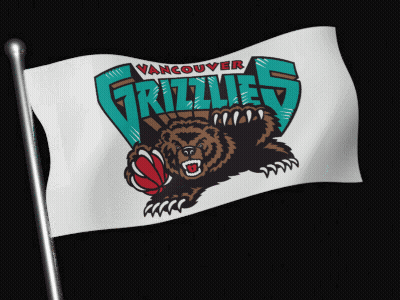 Vancouver Grizzlies Flag Flying In Wind GIF