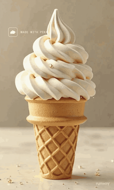 Vanilla Ice Cream Cone Made With Pika GIF