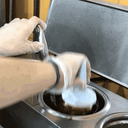 Vanilla Ice Cream Dip Into Chocolate GIF