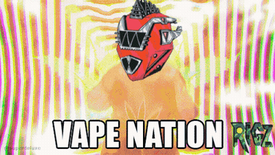 Vape Nation Logo Red Helmet Psychedelic Background GIF
