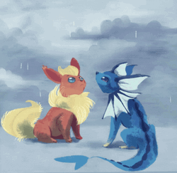 Vaporeon And Flareon Raining GIF