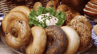 Variety Of Bagels On Glass Plate GIF