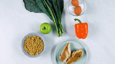 Variety Of Healthy Foods Chicken And Eggs GIF