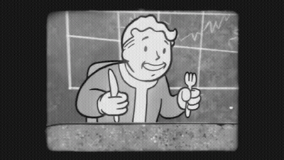 Vault Boy Holding Knife And Fork GIF
