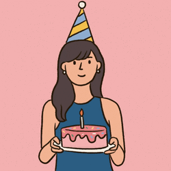 Vector Woman Blowing Happy Birthday Sis Cake GIF