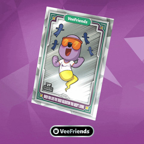 Veefriends Card With Purple Cartoon Character GIF