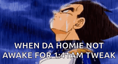 Vegeta Crying In The Rain When Da Homie Not Awake For 1:41Am Tweak GIF