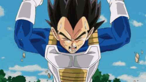 Vegeta From Dragon Ball Z Is Flying Through The Air With His Arms Outstretched GIF