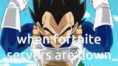 Vegeta From Dragon Ball Z Is Holding His Hands Up In The Air While Playing Fortnite . GIF