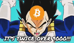 Vegeta With Bitcoin Logo It's Twice Over 9000 Shouting GIF