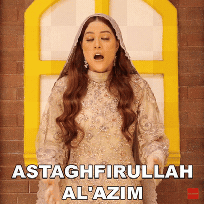 Veiled Woman Saying Astaghfirullah Al'azim At Yellow Window GIF
