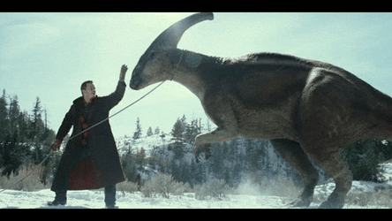 Velociraptor Being Tamed By Man GIF