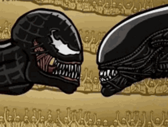 Venom Versus Black Alien GIF