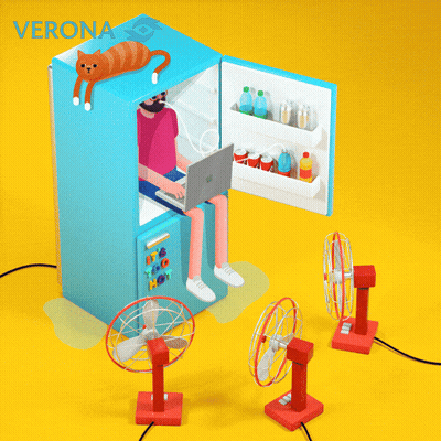 Verona Man Using Laptop In Fridge GIF