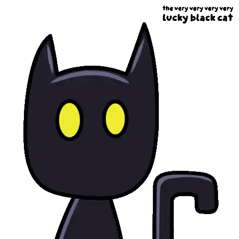 Very Lucky Black Cat With Yellow Eyes Sticker