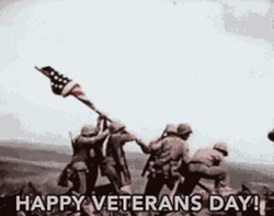 Veterans Day American Navy Soldiers Raising Flag