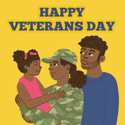 Veterans Day Animated Family Hug Soldier Mother