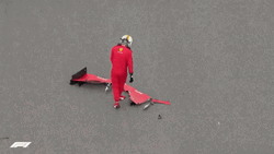 Vettel Leclerc Collision Debrie GIF