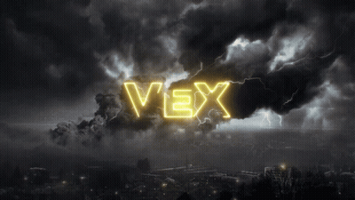 Vex Word Glowing With Lightning GIF