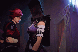 Vi Arcane Walks Past Caitlyn With A Sad Face GIF
