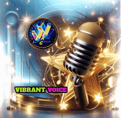 Vibrant Voice Logo With Microphone on Stage