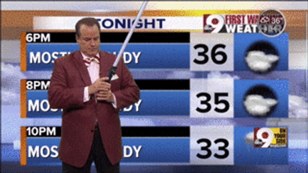 Vibrant Weatherman Van Denton Sword Fight GIF