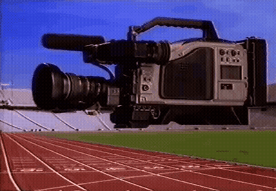 Video Camera On Track In Stadium GIF
