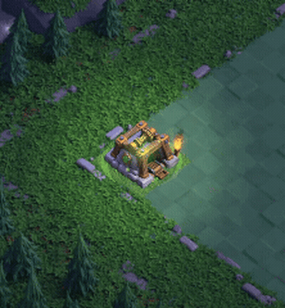 Video Game Building Surrounded By Trees And Grass GIF