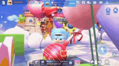 Video Game Cartoon Character Holding Lollipop And Balloons GIF